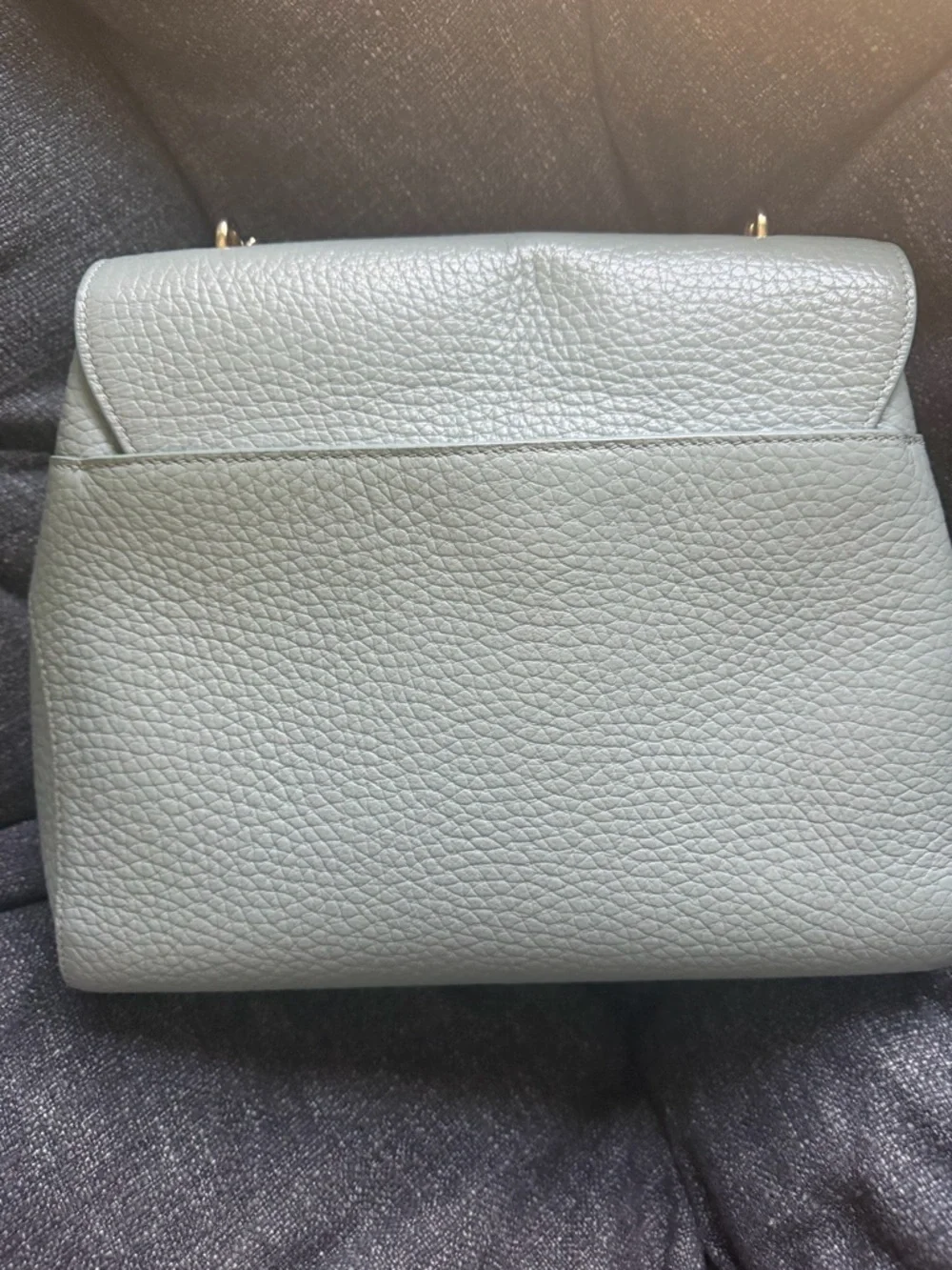 Furla Pebbled Leather Satchel in Pale Blue with Gold Hardware